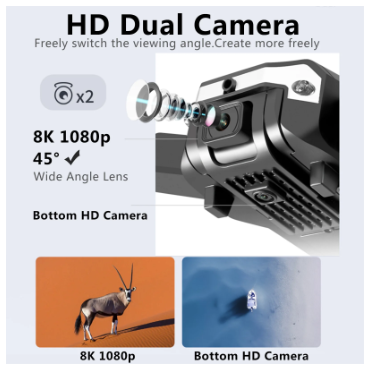 1080P/8K HD Dual Camera Drone for Adults &amp; Kids – Foldable RC Quadcopter with 3 Batteries, Long Flight Time &amp; Easy Controls