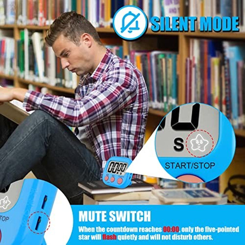 6-Pack Multi-Function Electronic Timer – Magnetic Digital Timers with Large LCD Display