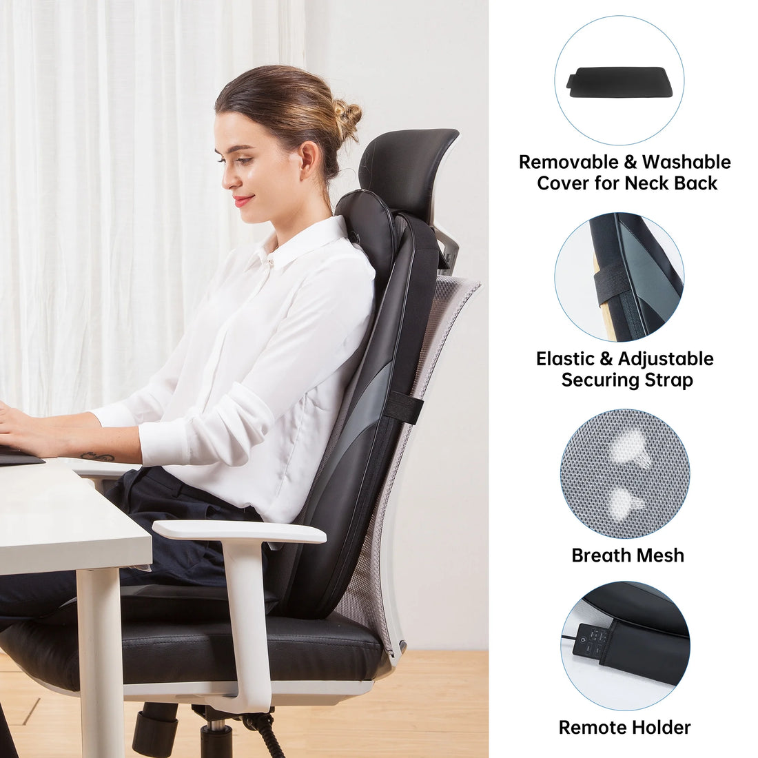 Back Massager with Heat – Electric Deep Tissue Kneading Massage Chair Pad, Relaxation Gift for Home &amp; Office