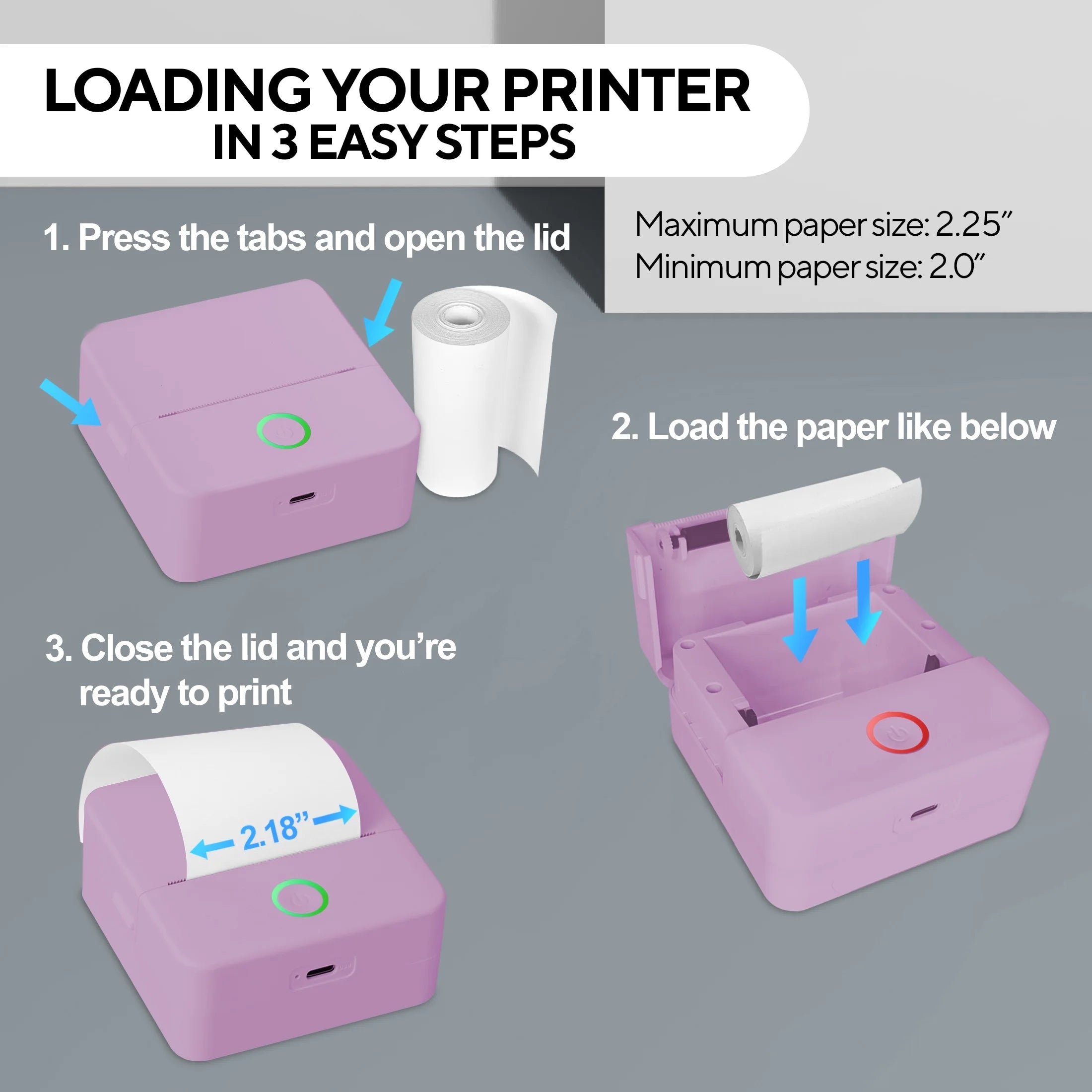 CTP500 Wireless Mini Thermal Printer &amp; Label Maker – Inkless Bluetooth Printer with Paper, Compatible with Android &amp; iOS (Purple)