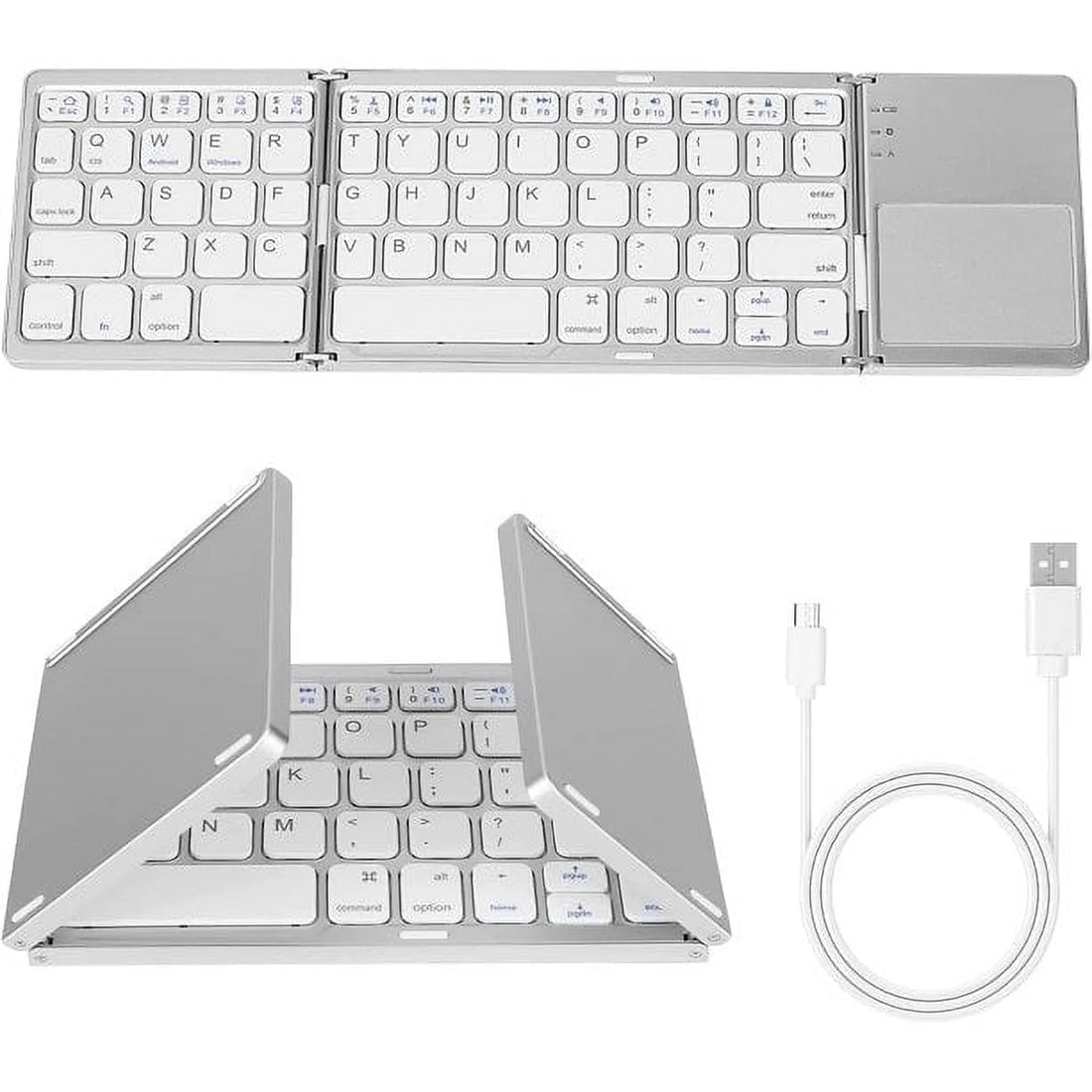 Portable Wireless Keyboard with Touchpad – Compact Bluetooth Keyboard for Tablets, Laptops &amp; Smart TVs (Gray)