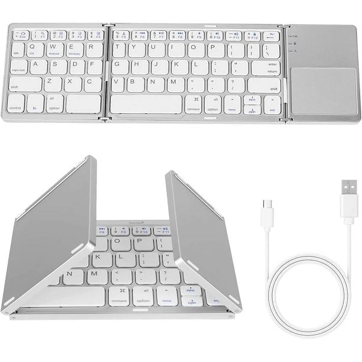 Portable Wireless Keyboard with Touchpad – Compact Bluetooth Keyboard for Tablets, Laptops &amp; Smart TVs (Gray)