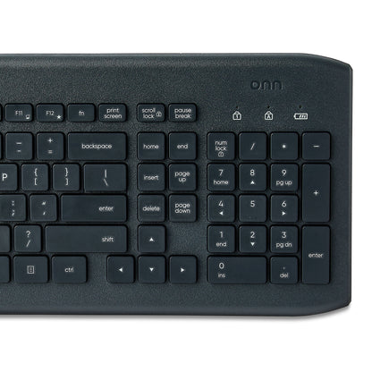 Wireless Keyboard &amp; Mouse Combo – 104 Keys, USB Nano Receiver, Greystone