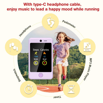 2.8&quot; Kids Phone Learning Toy – Dual Camera, Habit Tracker, Games &amp; Alphabet Educational Gift for Toddlers Ages 3-7 (Purple)