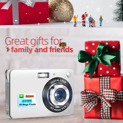 Kids Digital Camera – 48MP Mini Compact Camera with 8X Digital Zoom, 2.7&quot; FHD Screen, Pocket-Sized Fun