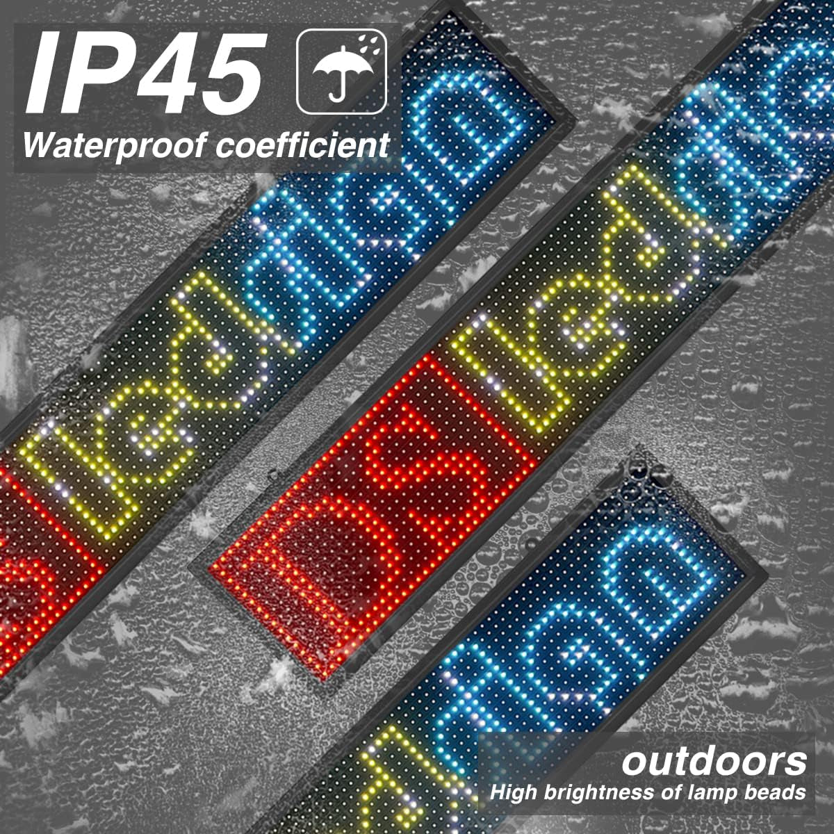 P10 Outdoor WiFi LED Display Sign – 40&quot; x 8&quot; Waterproof Digital Advertising Board