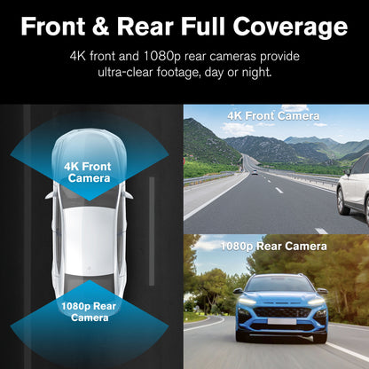 🚘 Roadcam AI PLUS – AI-Powered 4K Dash Cam with 1080P Rear Camera &amp; Full-Coverage Driver Assistance