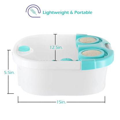 Heated Foot Spa Massager with Bubbles &amp; Vibration – Massage Rollers, Anti-Slip Rubber Feet, Soothing Pedicure Tub for Home Use