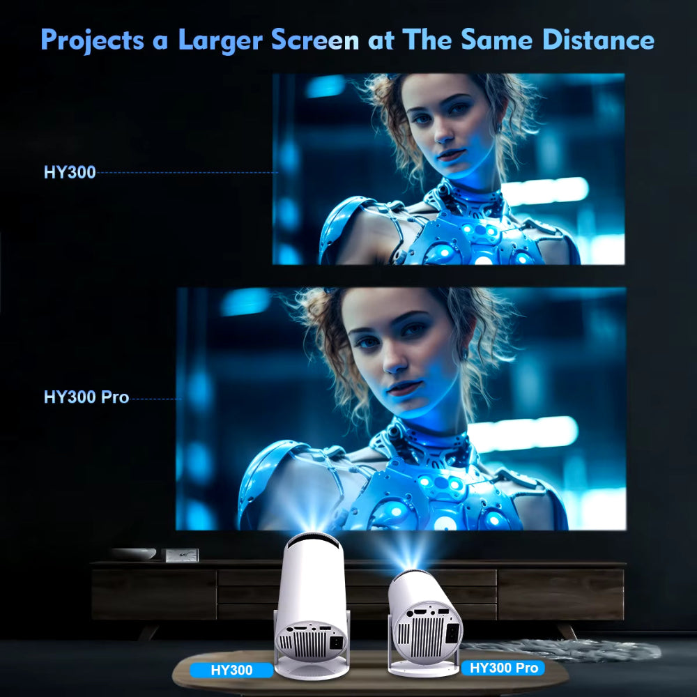 CineCast™ HY300 PRO Smart Projector – 4K Ready, WiFi 6, Portable Home Theater Experience