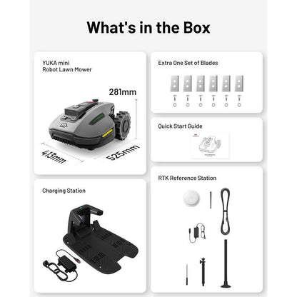 YUKA Mini 800H Robot Lawn Mower – 7.5 In. Cutting Deck | 0.4 Acres | Adjustable Height &amp; Ultrasense AI Vision