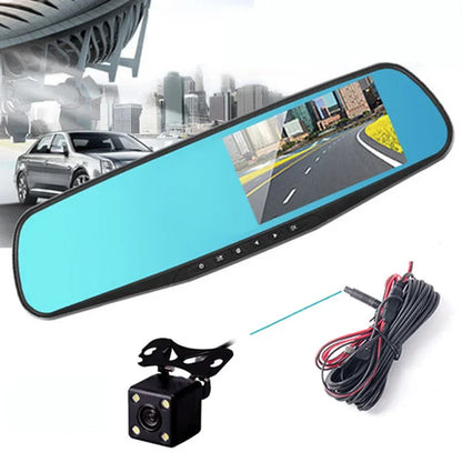 1080P Dual Lens Rearview Mirror Dash Cam – 4.3/2.8-Inch Display Car DVR Camera with Front &amp; Rear Recording, Night Vision, Loop Recording
