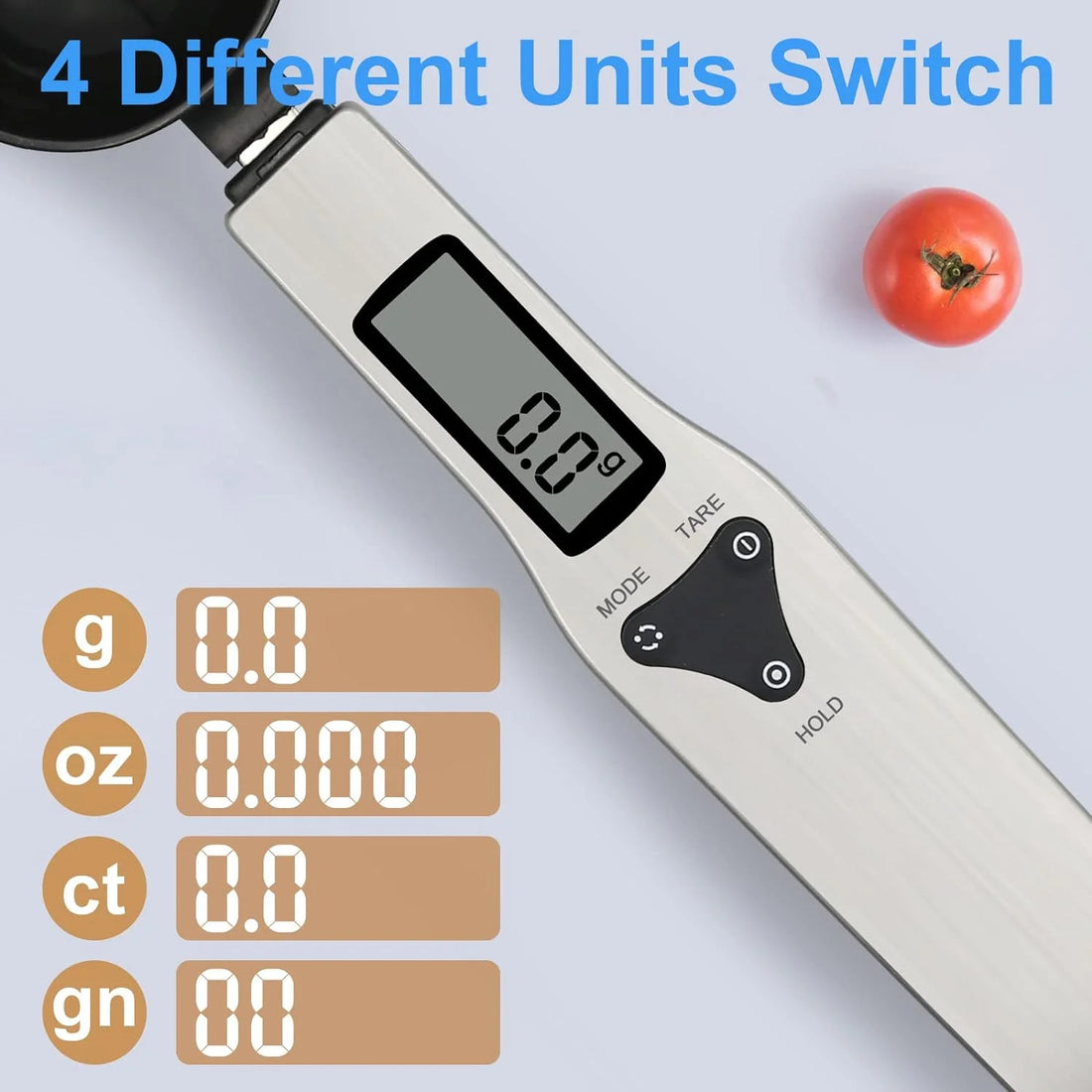 Kitchen Spoon Scale – Digital Food Scale with LCD Display, 500g Capacity, Precision 0.1g, Multi-Unit (g/oz/gn/ct)