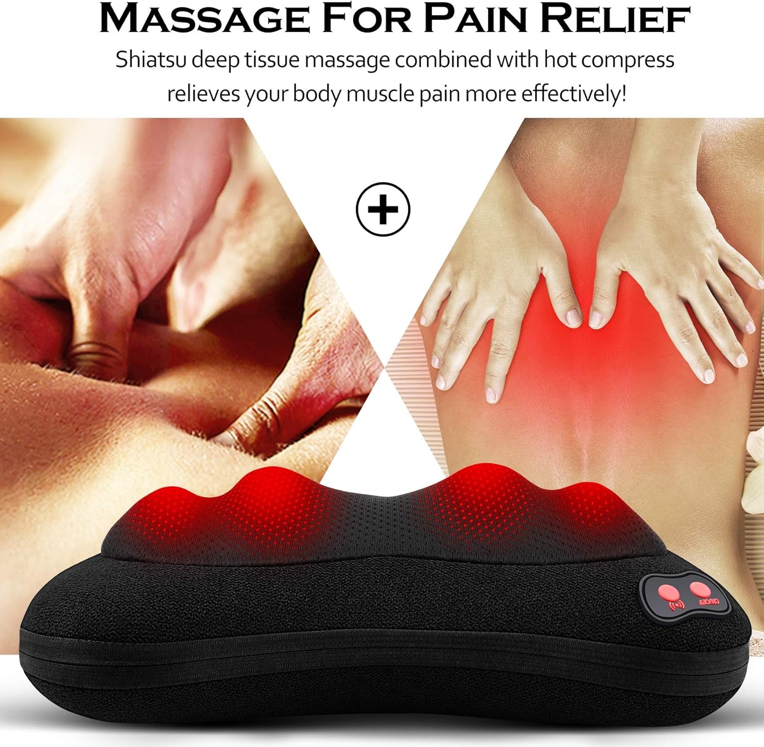 Shiatsu Back &amp; Neck Massager – Deep Tissue Electric Shoulder, Foot &amp; Waist Massage Pillow with Heat