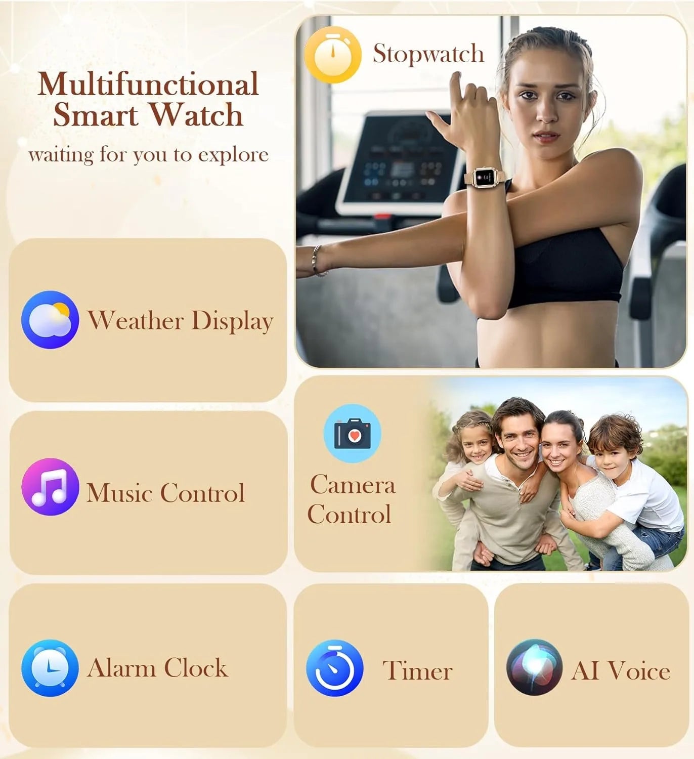 Women’s Fashion Smartwatch – Bluetooth Call (Answer/Dial), AI Voice Assistant, Fitness Tracker Compatible with Android &amp; iPhone