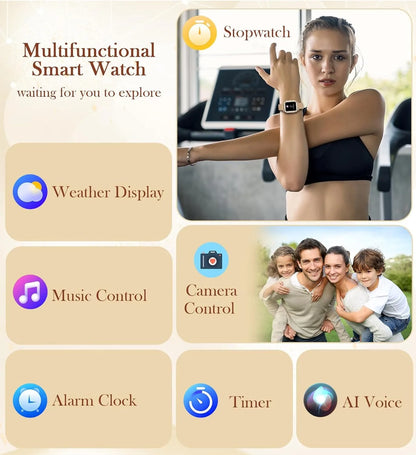 Women’s Fashion Smartwatch – Bluetooth Call (Answer/Dial), AI Voice Assistant, Fitness Tracker Compatible with Android &amp; iPhone