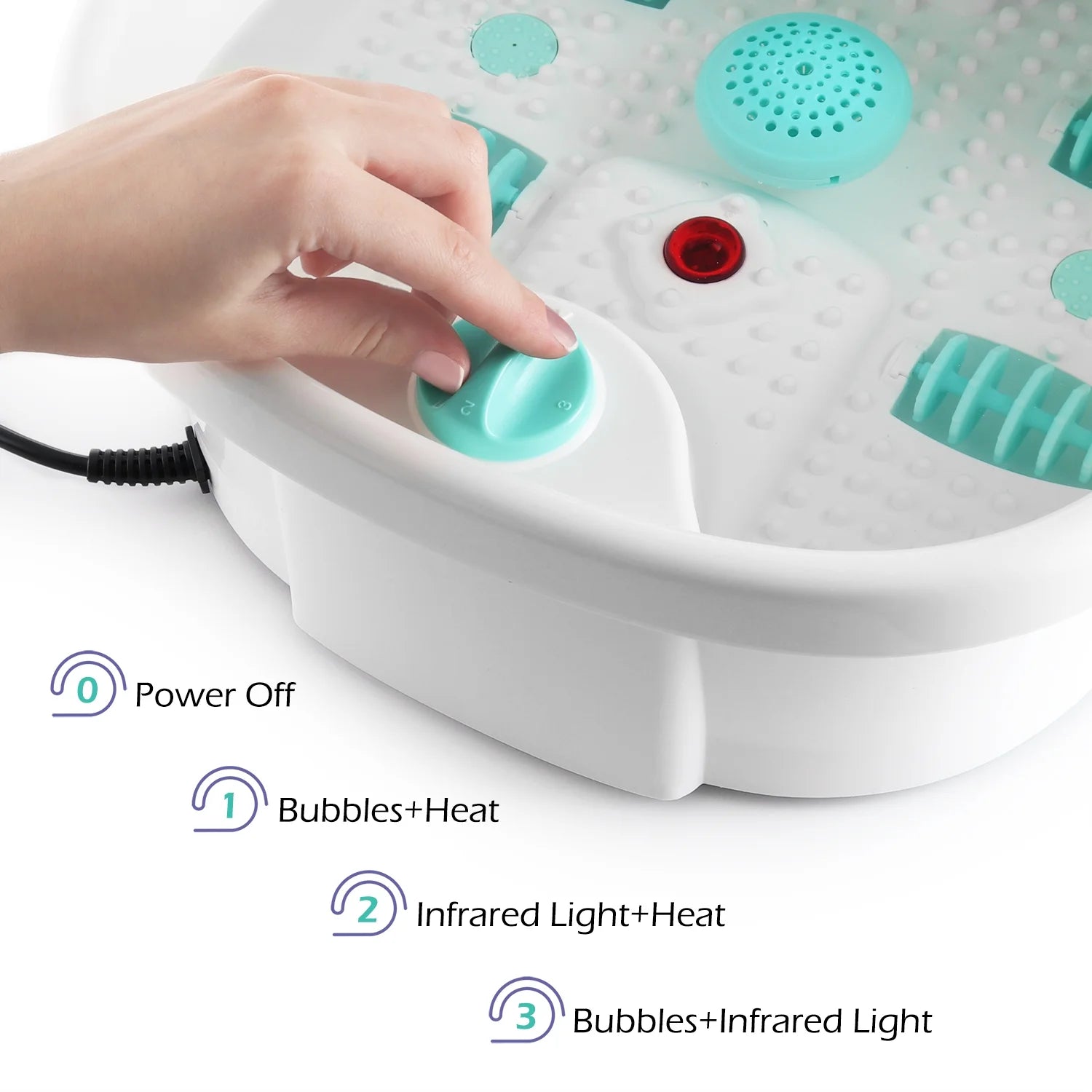 Heated Foot Spa Massager with Bubbles &amp; Vibration – Massage Rollers, Anti-Slip Rubber Feet, Soothing Pedicure Tub for Home Use