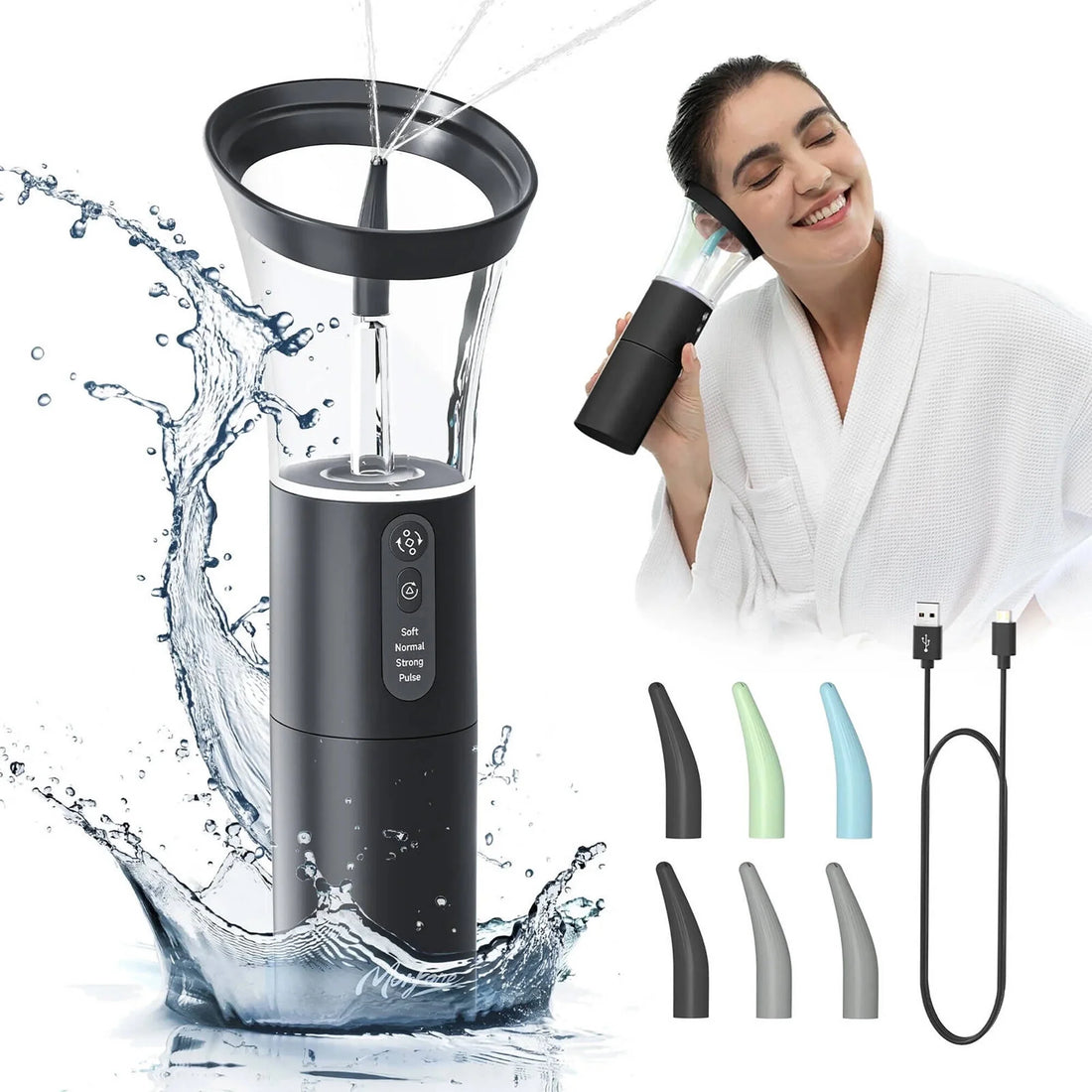 Morfone Electric Ear Cleaning Kit – Safe, Smart &amp; Effective Earwax Removal with One-Piece Dual Tank, Water Temperature Sensor, 4 Cleaning Modes &amp; IPX6 Waterproof