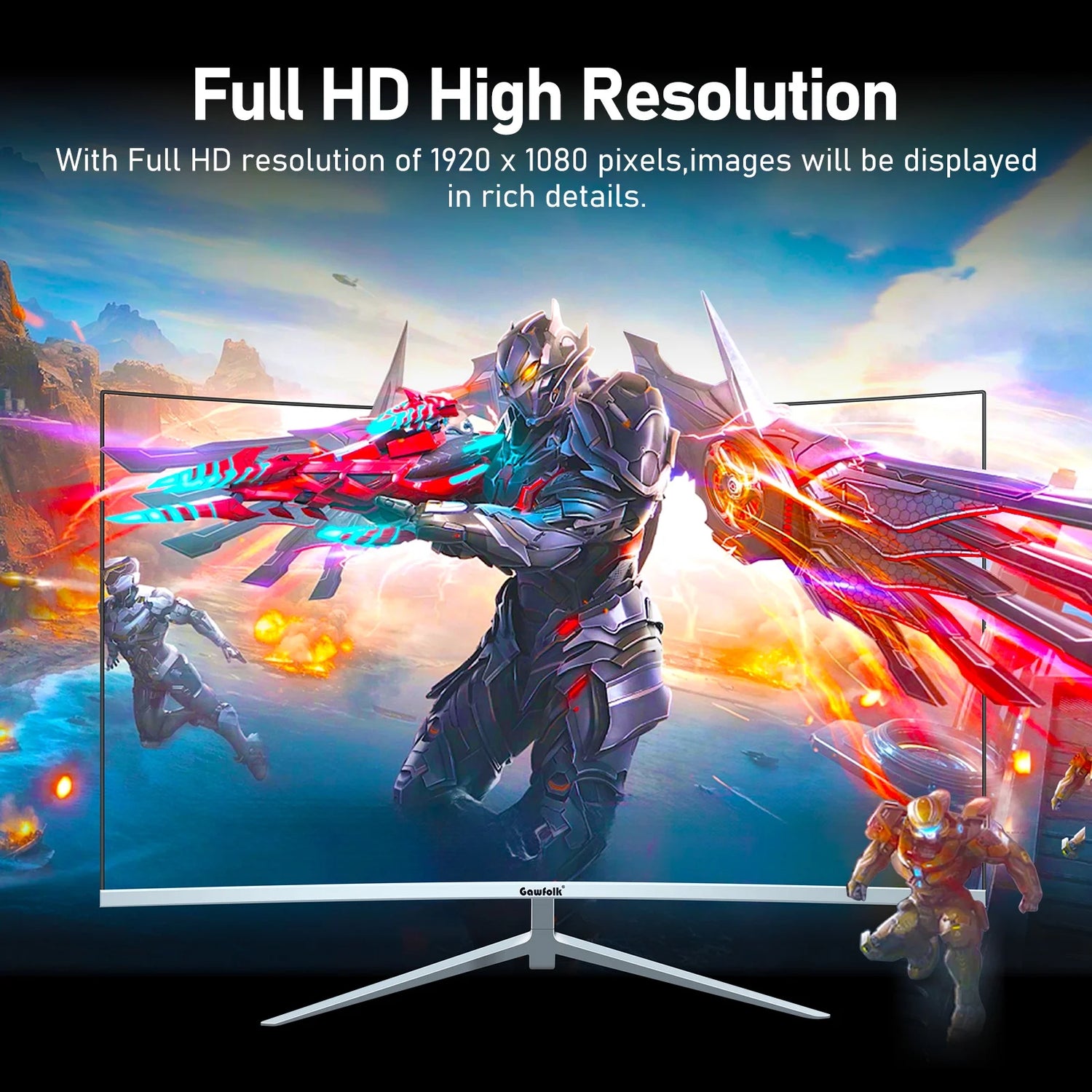 🖥️ 27-Inch Curved Monitor – 100Hz, FHD 1080P, 1800R Curvature, Frameless Design, Built-In Speakers – White