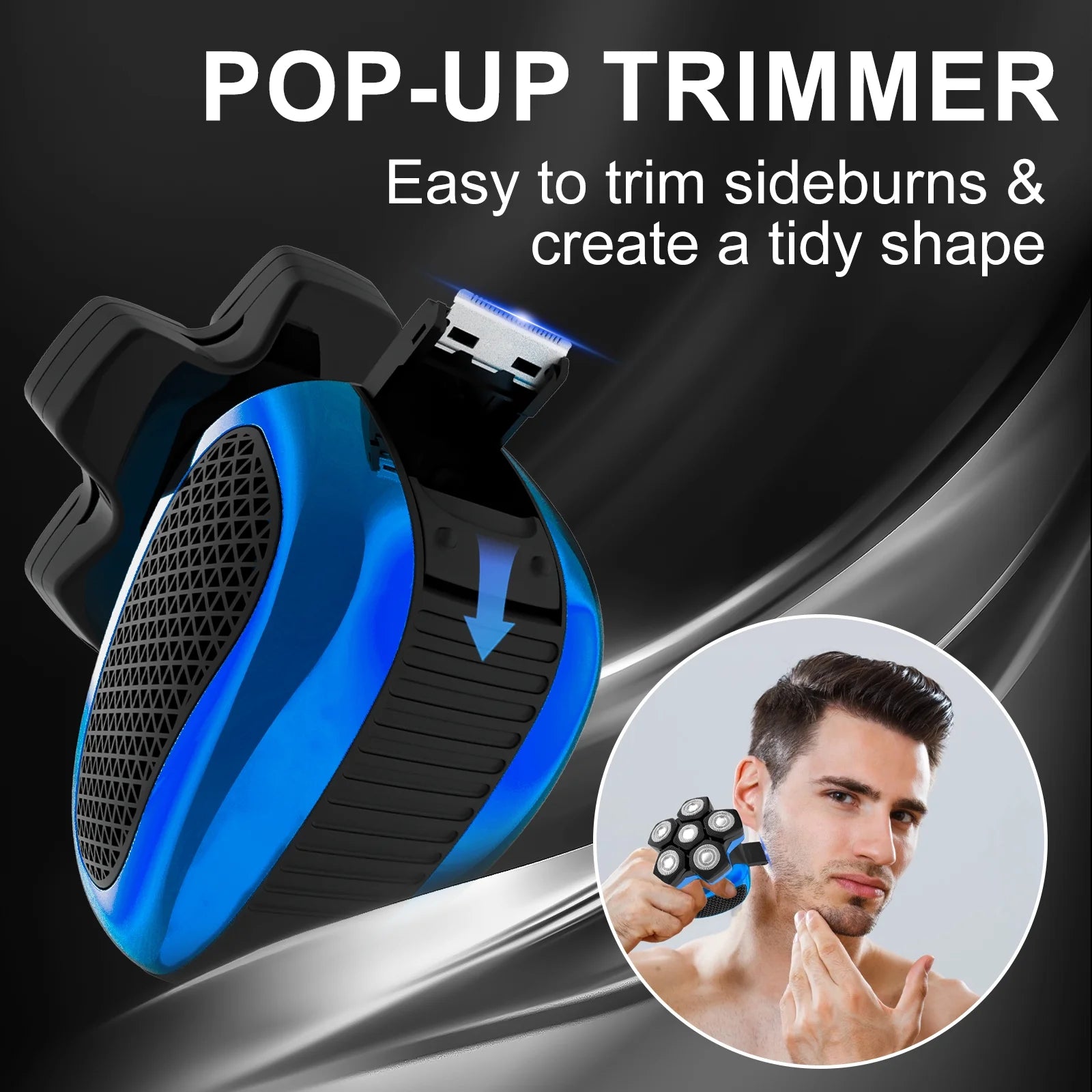 6D Head Shaver for Bald Men – Anti-Pinch Electric Razor, 5-in-1 Waterproof &amp; Rechargeable Grooming Kit for Men