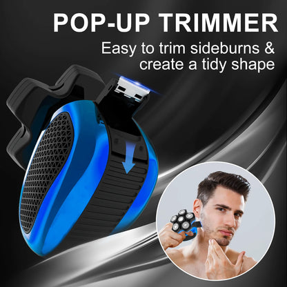 6D Head Shaver for Bald Men – Anti-Pinch Electric Razor, 5-in-1 Waterproof &amp; Rechargeable Grooming Kit for Men