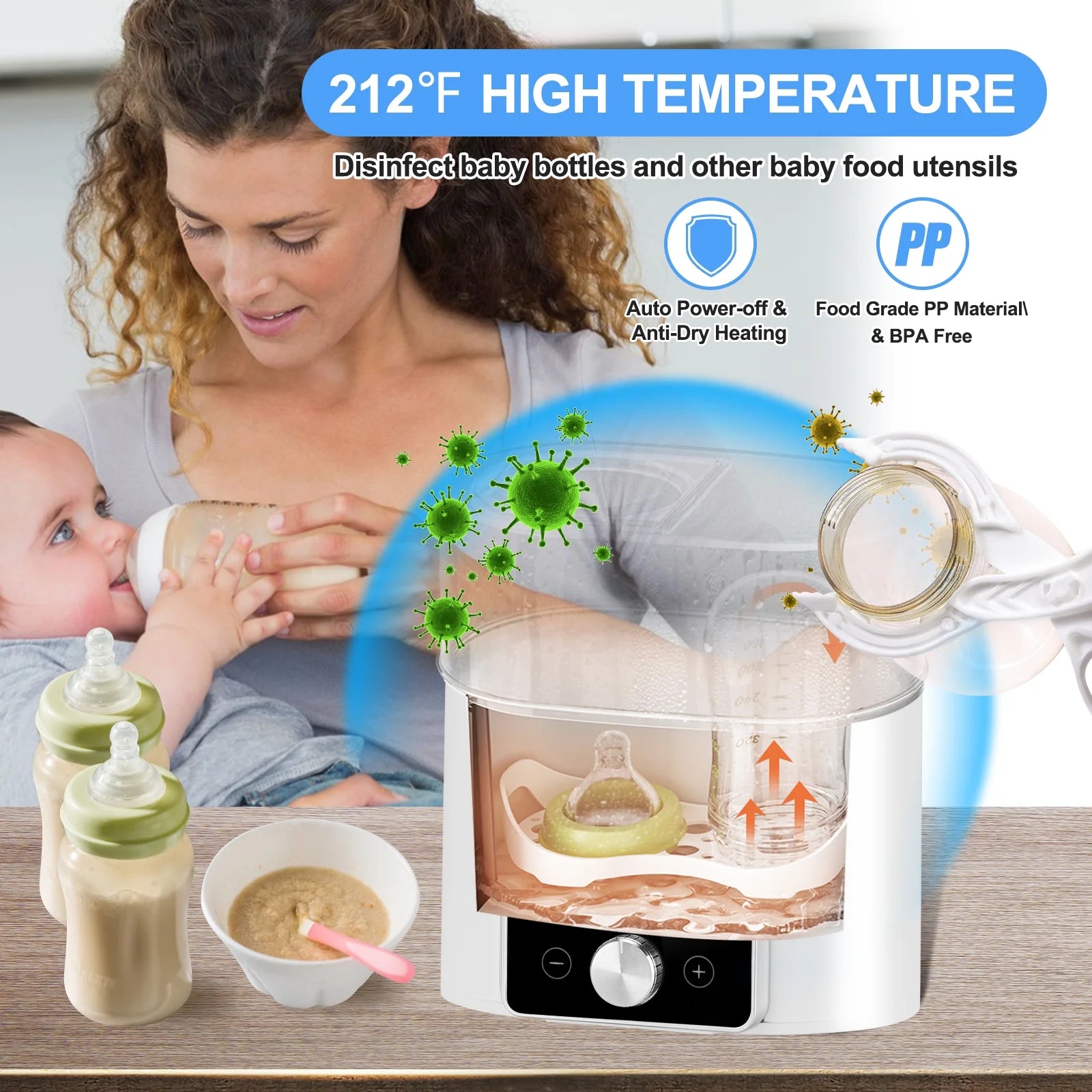 👶 12-in-1 Baby Bottle Warmer &amp; Sterilizer – Fast Milk Warmer, Double Bottle Heating, BPA-Free, LCD Display, 24H Temp Control &amp; Timer for Breastmilk &amp; Formula