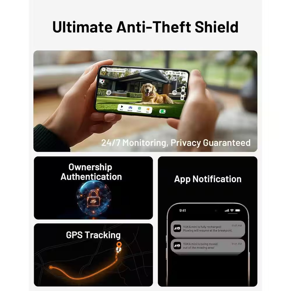YUKA Mini 800H Robot Lawn Mower – 7.5 In. Cutting Deck | 0.4 Acres | Adjustable Height &amp; Ultrasense AI Vision