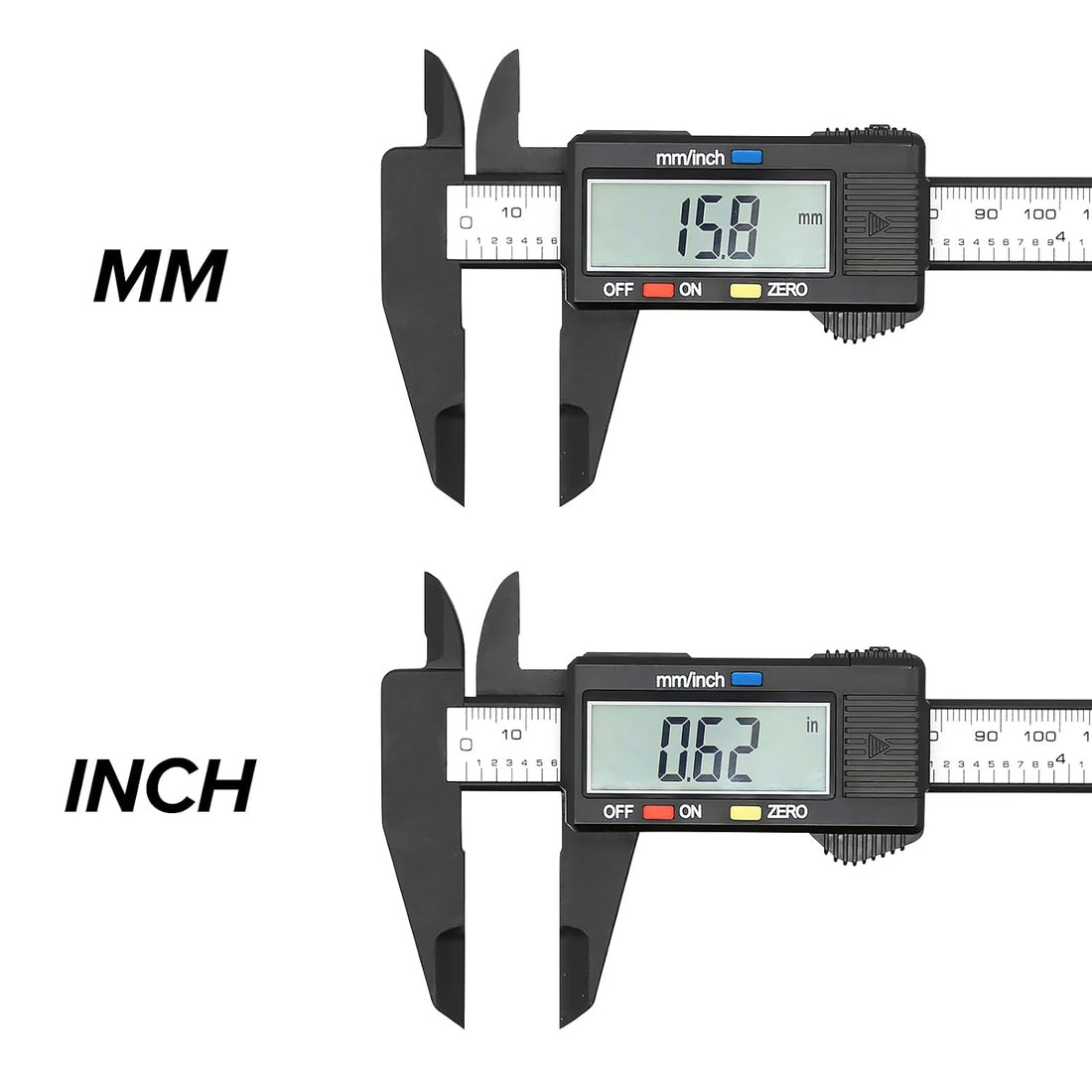 Electronic Digital Caliper – 0-6 Inch/150mm Plastic Vernier Caliper with Inch/MM Conversion, Extra Large LCD Screen &amp; Auto-Off Feature