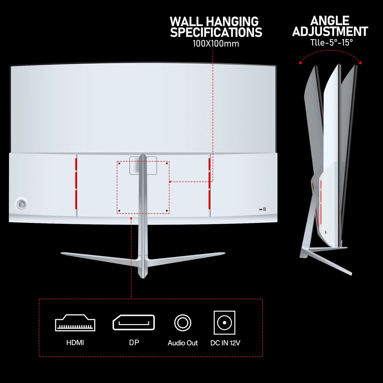 🖥️ 27-Inch Curved Monitor – 100Hz, FHD 1080P, 1800R Curvature, Frameless Design, Built-In Speakers – White