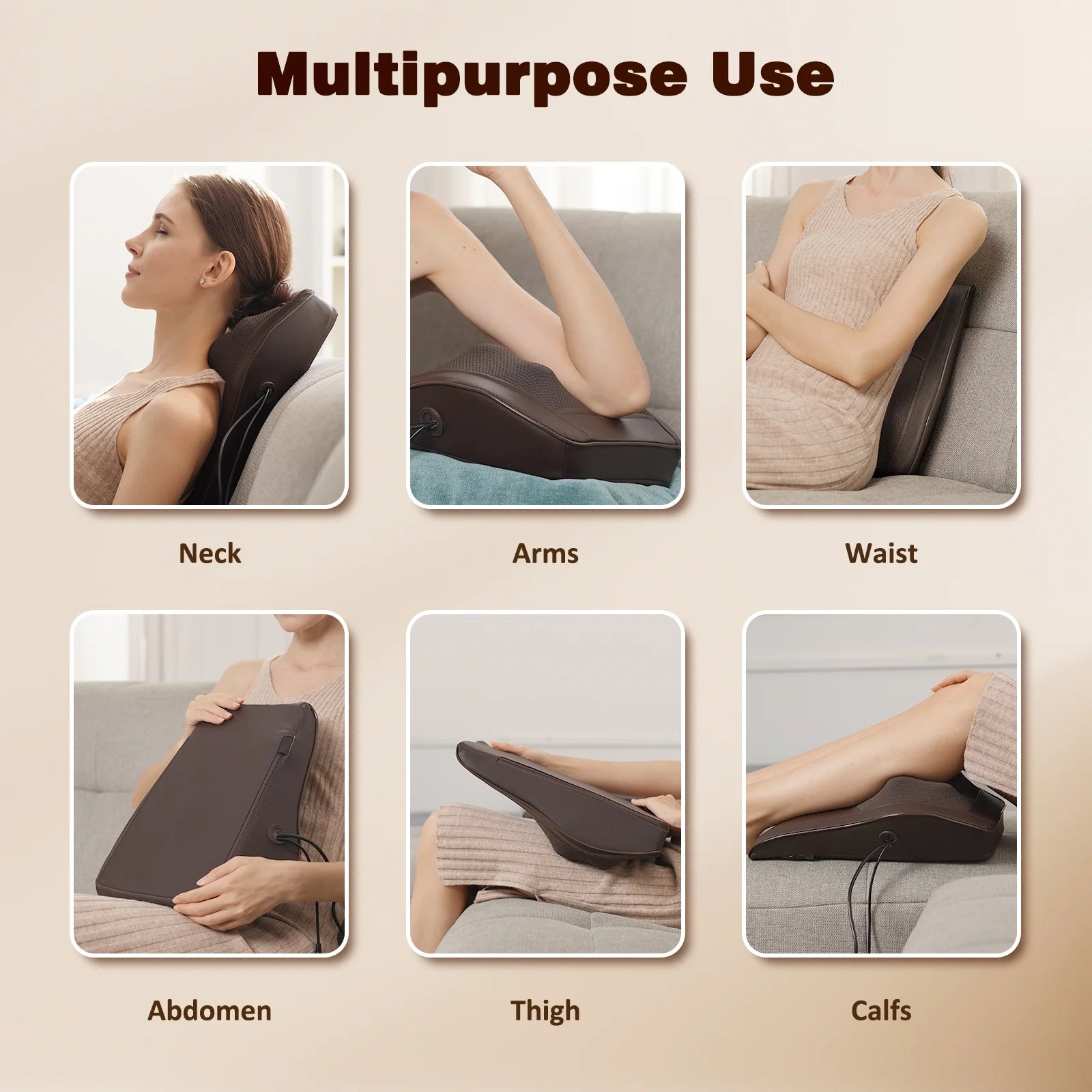 Back Massager with Heat and Vibration — Shiatsu Neck &amp; Back Pillow for Deep Tissue Relief