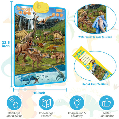 Upgraded Dinosaur Electronic Learning Chart – Interactive Educational Toy for Kids, Early Learning, Letters, Numbers &amp; Fun Facts