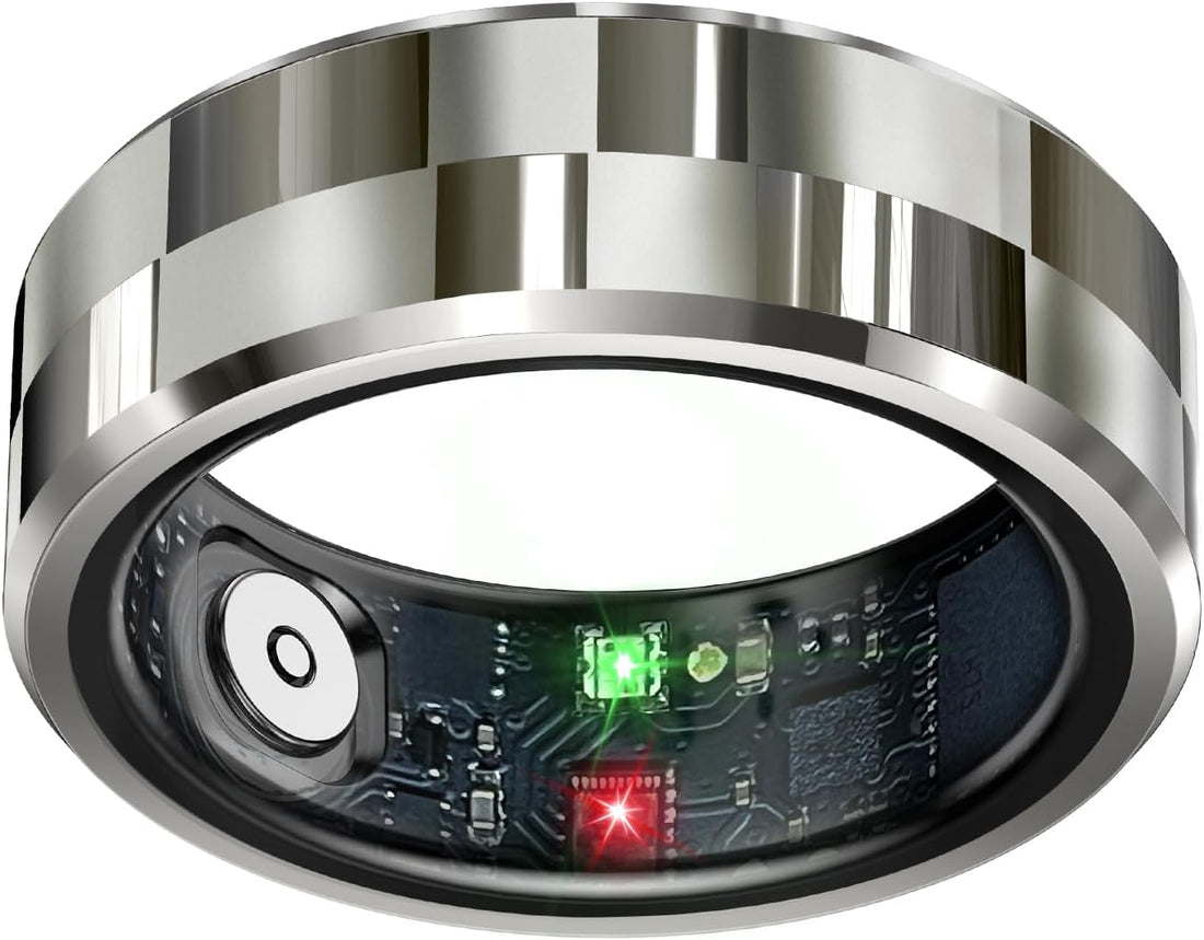 Smart Ring Health Tracker – Sleep &amp; Heart Rate Monitor, Waterproof Fitness Ring with Air Gestures, Up to 7-Day Battery, Compatible with iOS &amp; Android (Stylish Silver 