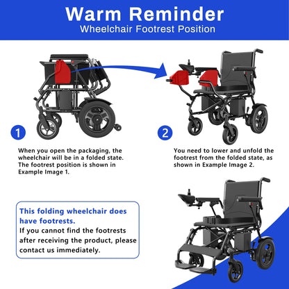 Foldable Electric Wheelchair – Long-Range 20+ Mile Motorized Power Chair with 360° Joystick, All-Terrain Smart Mobility Scooter, Black
