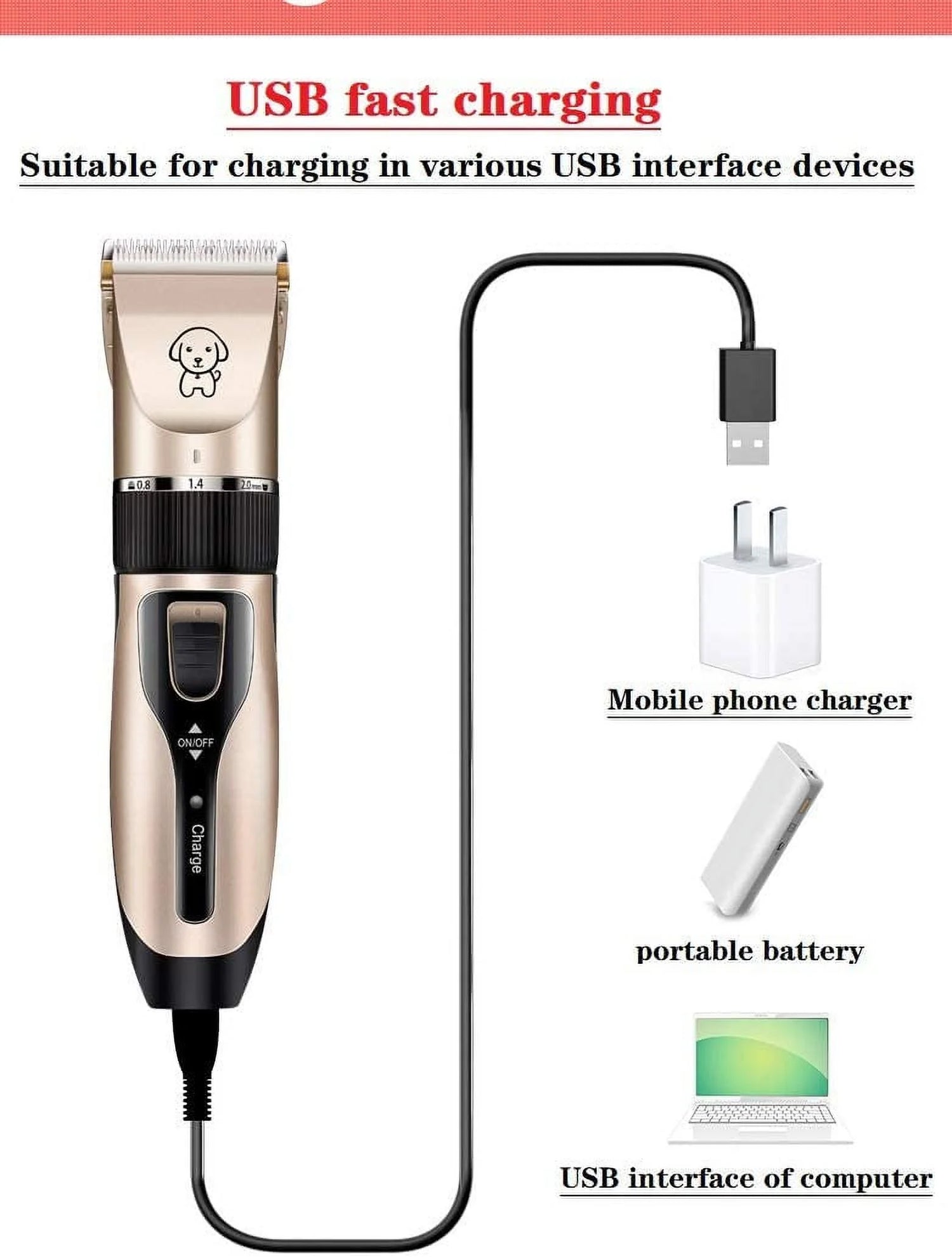 ✂️ Rechargeable Cordless Pet Shaver – Low Noise Dog Clippers with Scissor Comb for Quiet Grooming