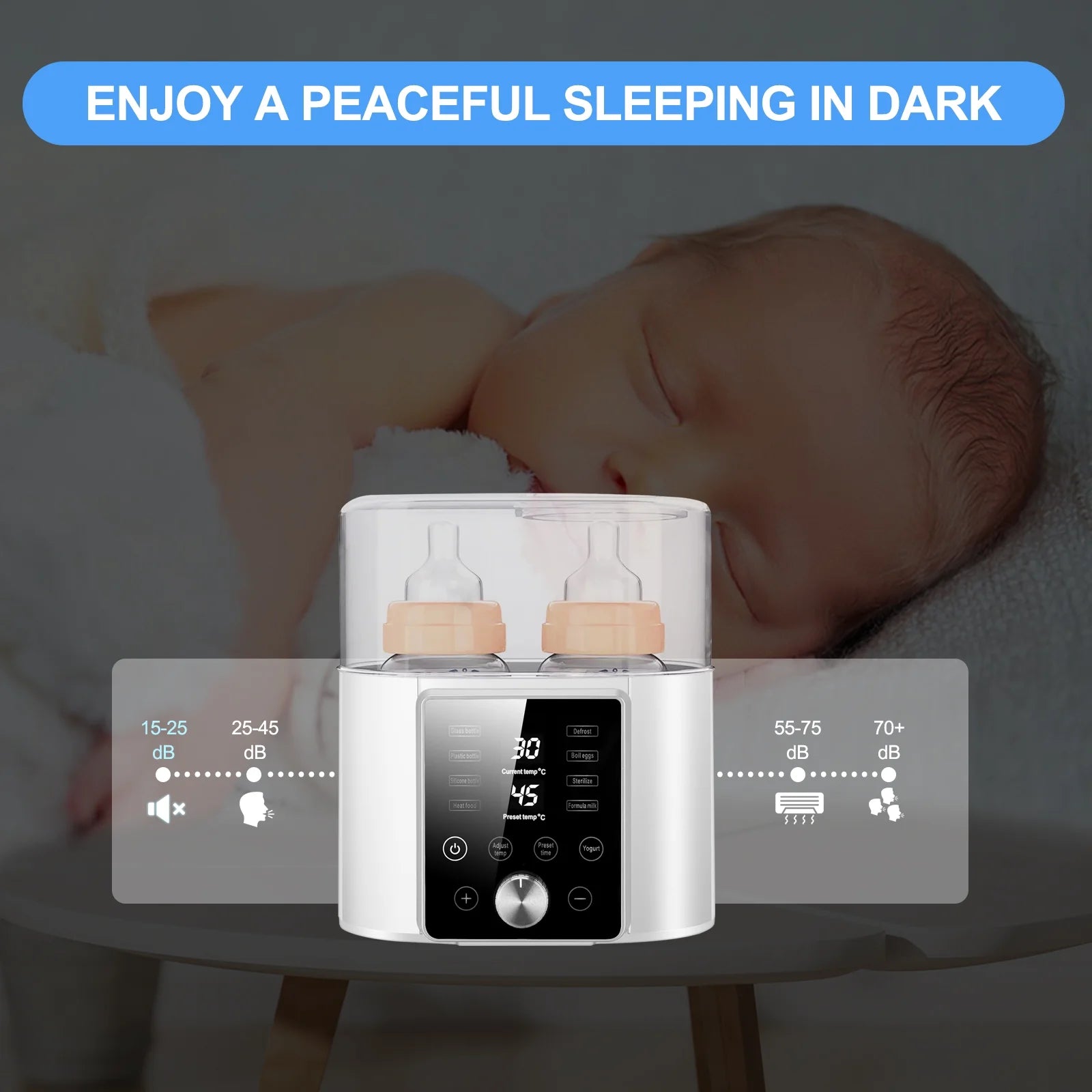 👶 12-in-1 Baby Bottle Warmer &amp; Sterilizer – Fast Milk Warmer, Double Bottle Heating, BPA-Free, LCD Display, 24H Temp Control &amp; Timer for Breastmilk &amp; Formula