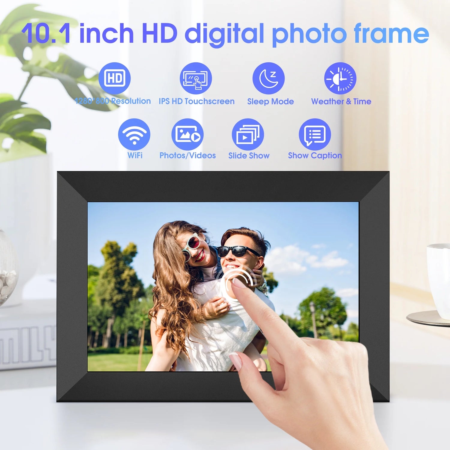 10.1-Inch Smart Digital Photo Frame with 32GB Storage, WiFi &amp; App Control 
