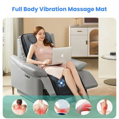 Full Body Massage Mat with Heat – Electric Vibration Massage Pad for Back, Neck, and Legs – Heated Massage Mattress for Pain Relief &amp; Relaxation, Great Gift for Men &amp; Women
