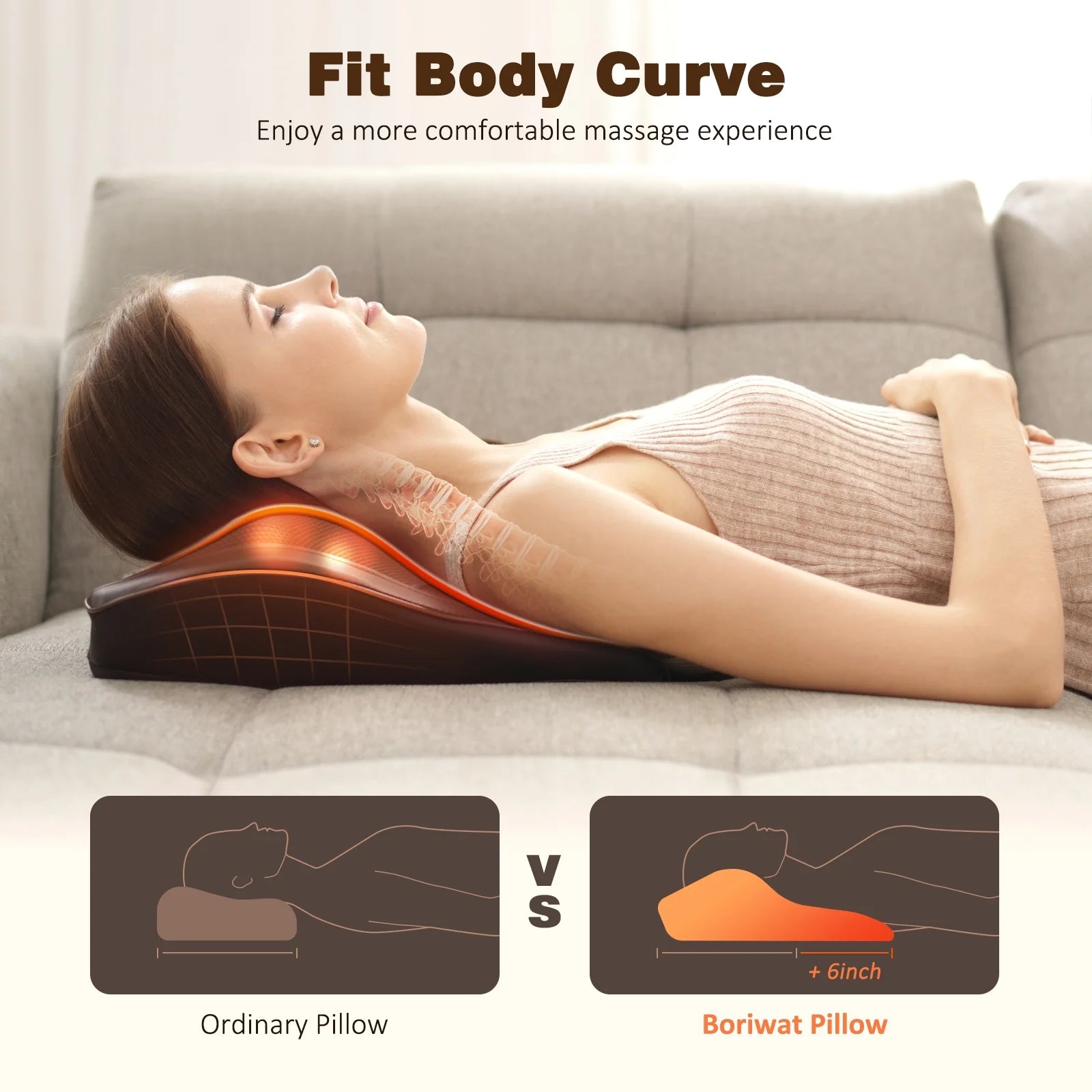 Back Massager with Heat and Vibration — Shiatsu Neck &amp; Back Pillow for Deep Tissue Relief