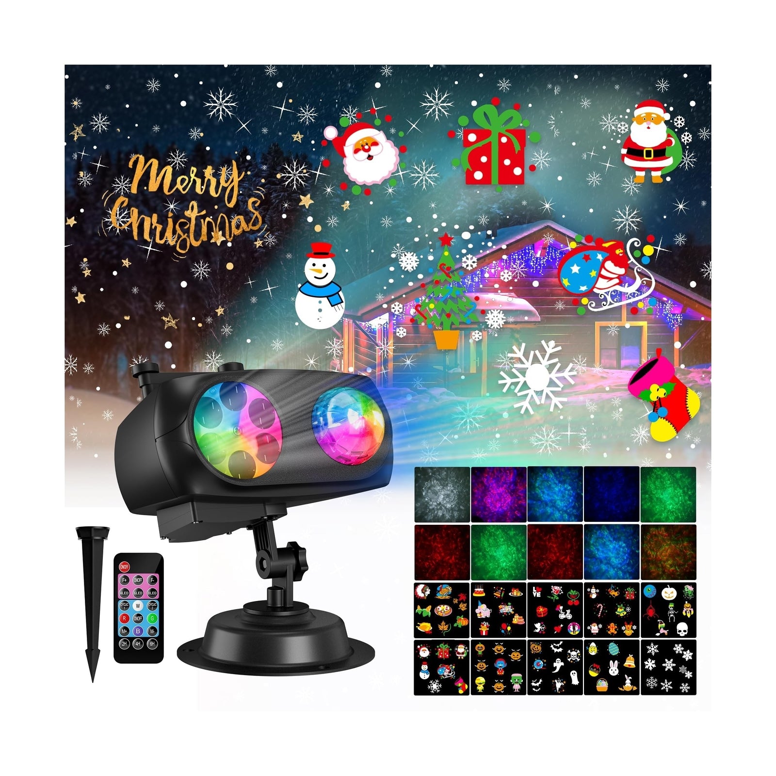 🎄🎃 COOLWUFAN Upgrade Waterproof Outdoor Christmas &amp; Halloween Projector Lights