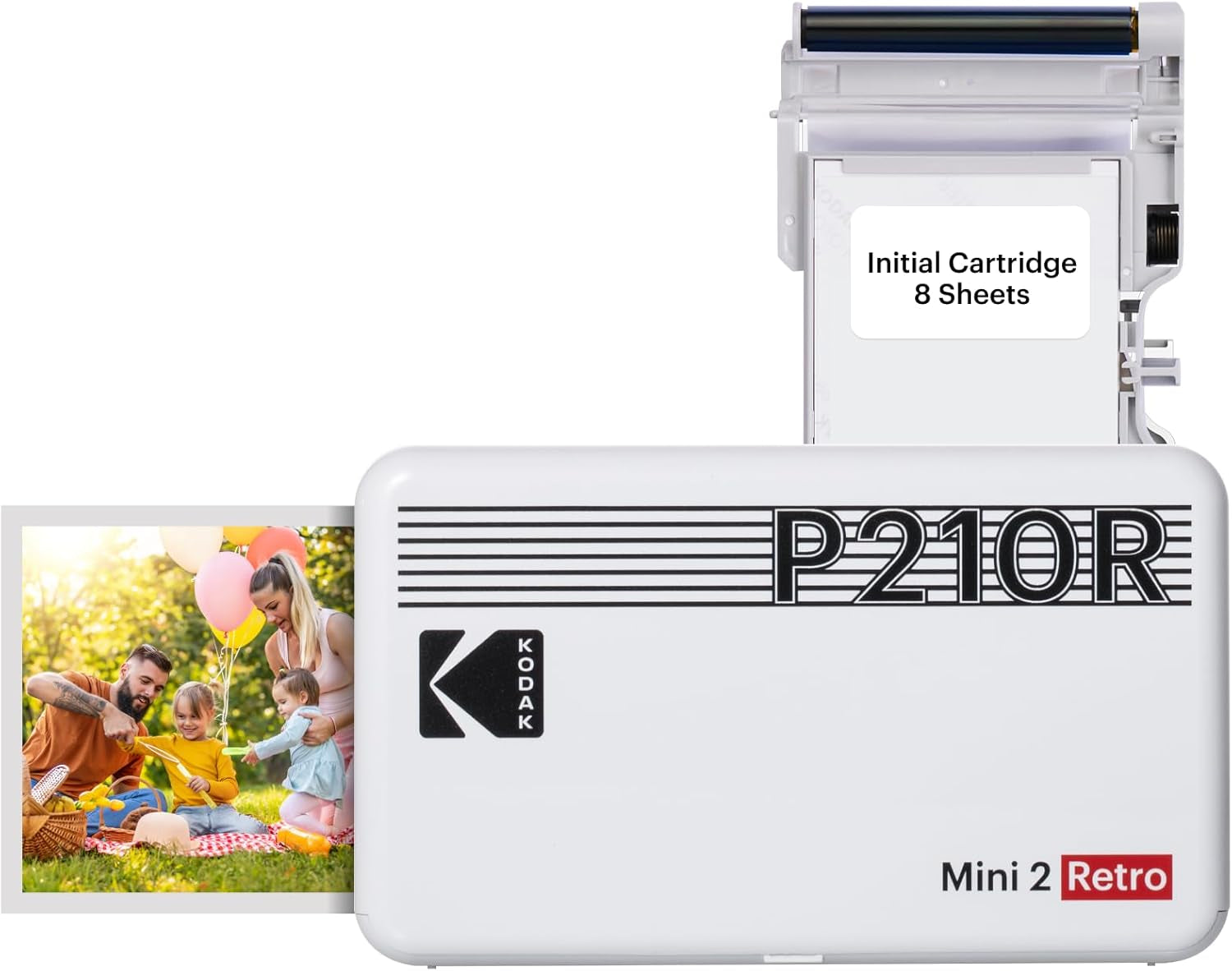 Mini 2 Retro 4PASS Portable Photo Printer – 2.1x3.4&quot; Instant Prints, Includes 8 Sheets, Compact &amp; Wireless (White)