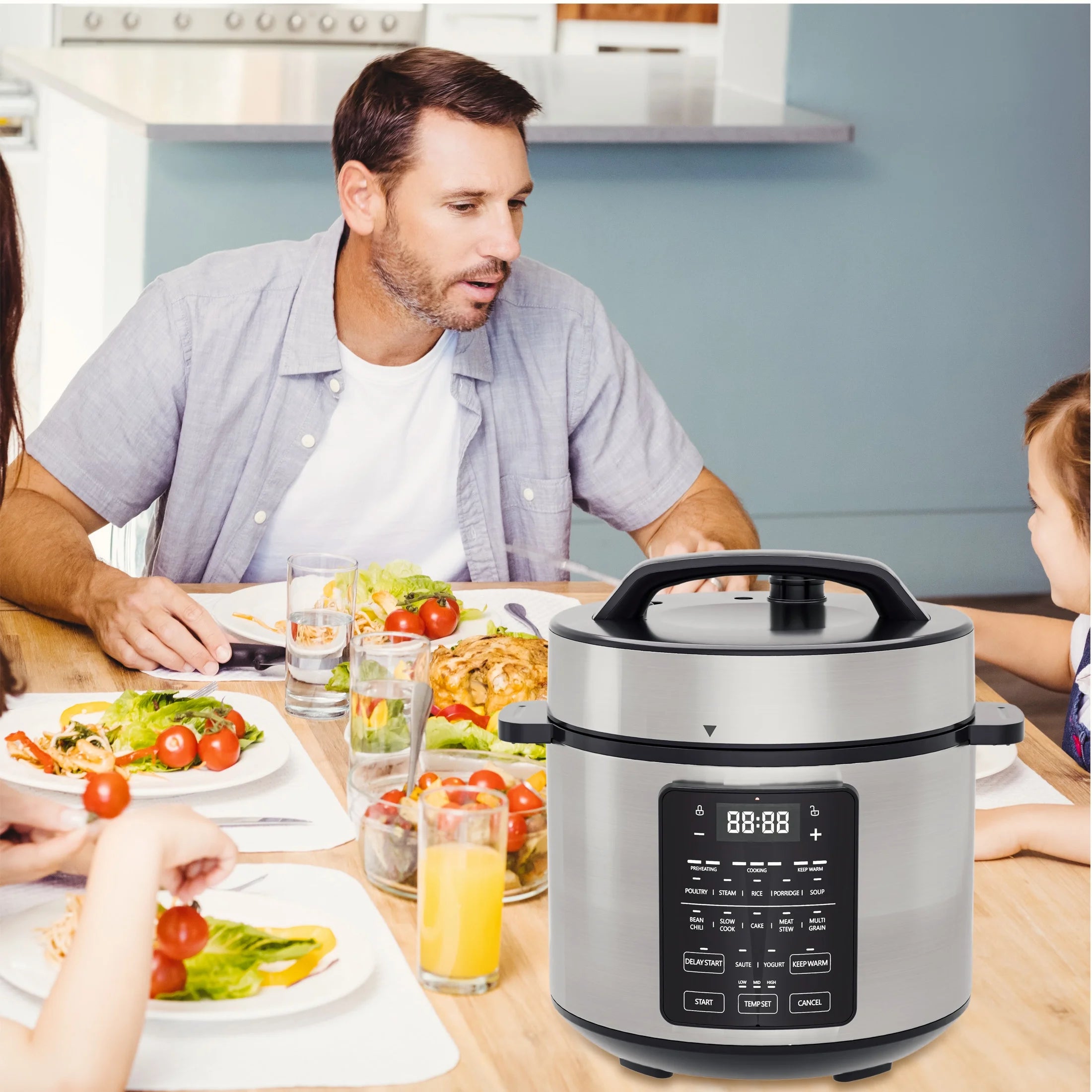 Instant Cooker 6 Quart 7-in-1 Electric Pressure Cooker – Multi-Function Stainless Steel Pot for Fast, Easy Meals