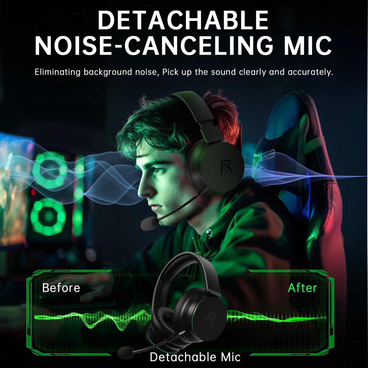 🎧 2.4GHz Wireless Gaming Headset – Multi-Platform Gaming Headphones with Bluetooth 5.3, Detachable Noise-Canceling Mic &amp; 45H Battery Life