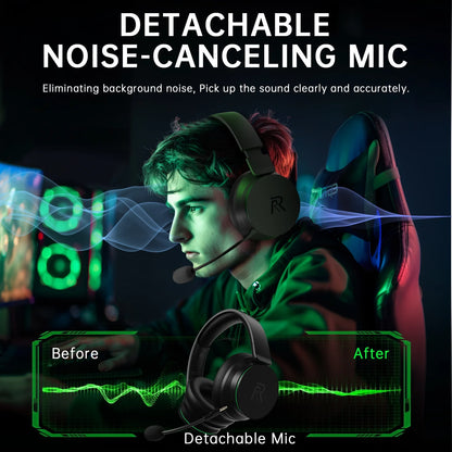 🎧 2.4GHz Wireless Gaming Headset – Multi-Platform Gaming Headphones with Bluetooth 5.3, Detachable Noise-Canceling Mic &amp; 45H Battery Life