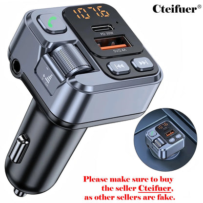 Car Bluetooth 5.1 Wireless FM Transmitter with Dual USB Charging Ports | Hands-Free Calling &amp; Music Playback Radio Adapter Car Kit