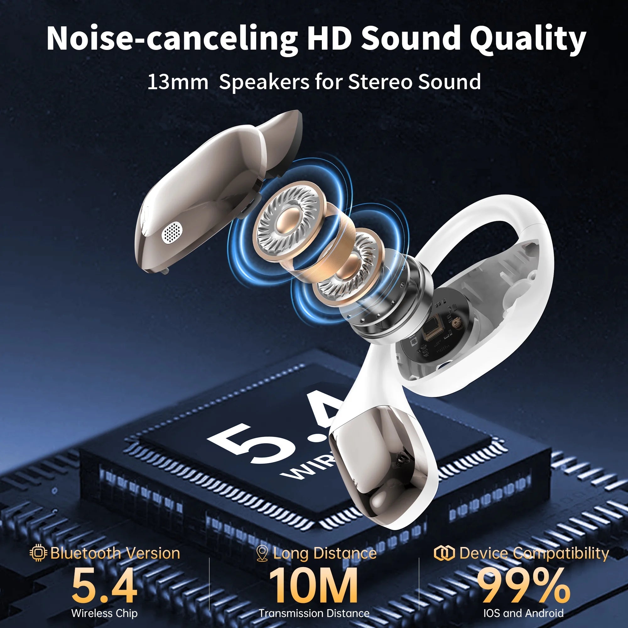 🎧 AI Translation Earbuds Real-Time – Wireless Bluetooth Headphones, 144 Languages Two-Way Translator, iOS &amp; Android Compatible, for Travel, Business, Learning &amp; Sports
