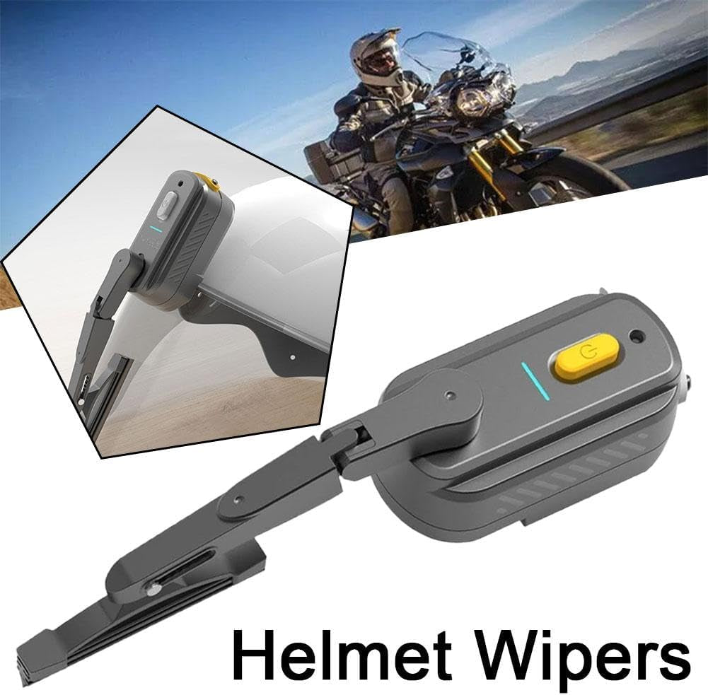 Rechargeable Motorcycle Helmet Wiper – Universal Waterproof Windshield Wiper for Full Face Helmets (800mAh Battery)