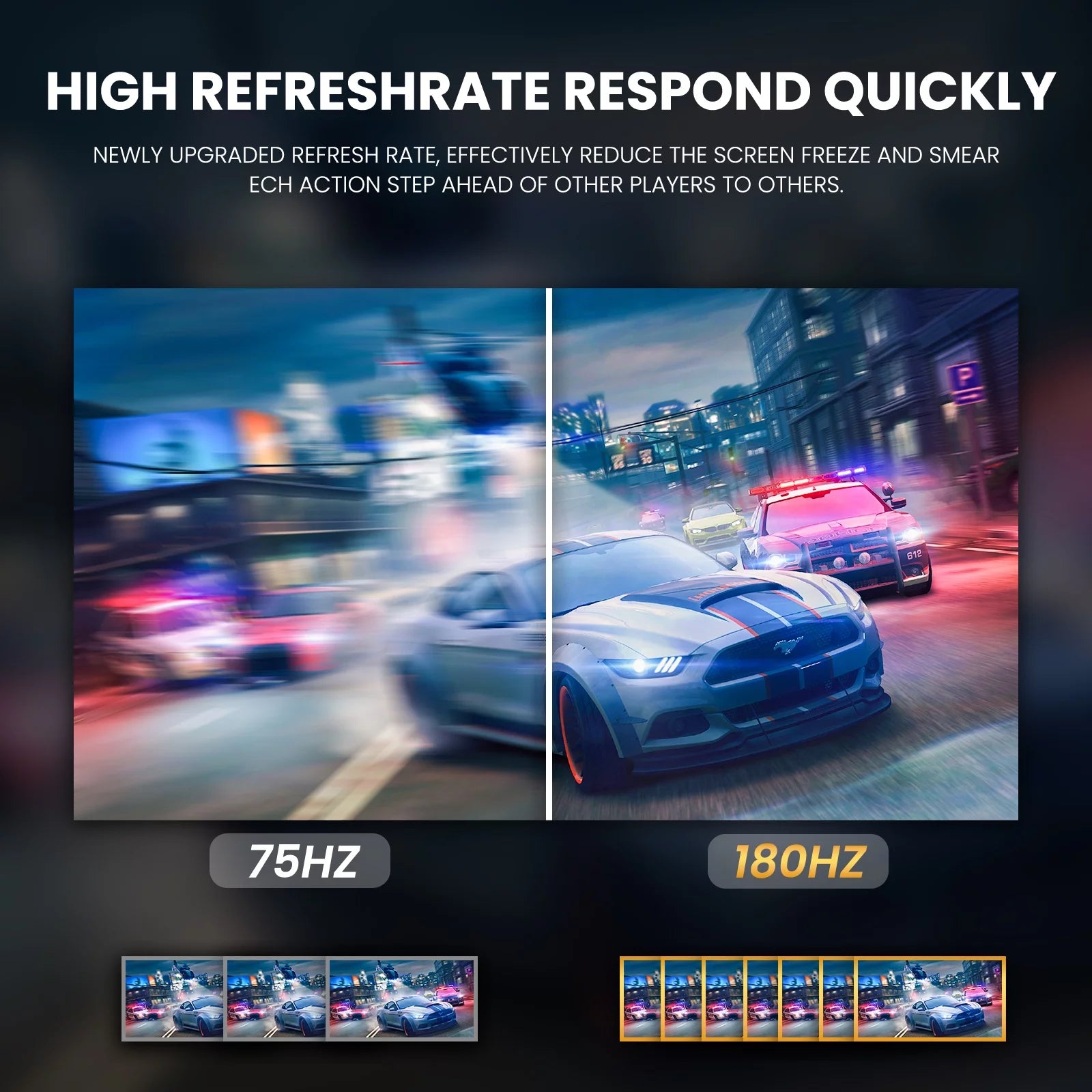 🎮 24&quot; Curved Gaming Monitor – FHD 1080P, 165Hz/180Hz Refresh Rate, FreeSync, 120% sRGB, Low Motion Blur – Black