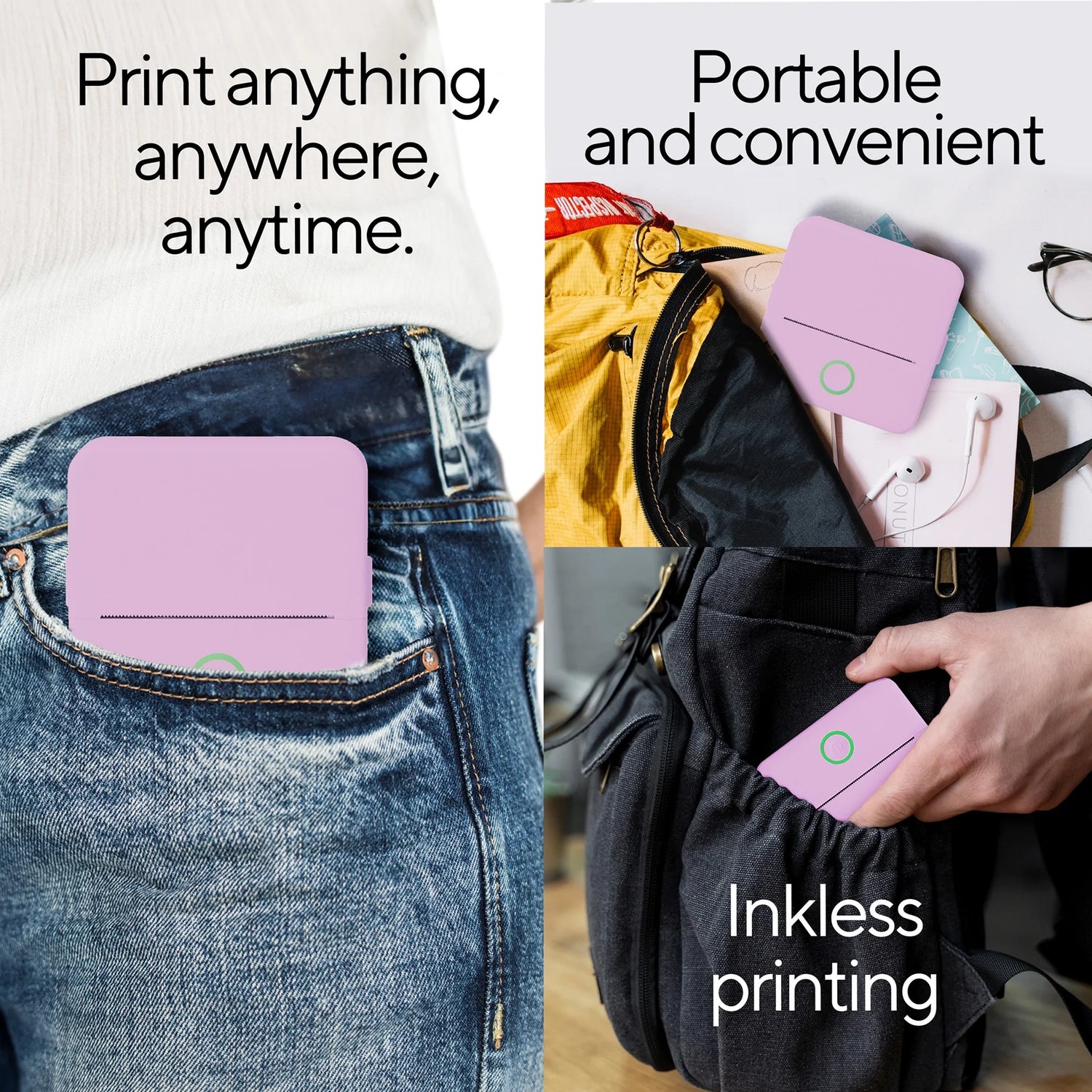 CTP500 Wireless Mini Thermal Printer &amp; Label Maker – Inkless Bluetooth Printer with Paper, Compatible with Android &amp; iOS (Purple)