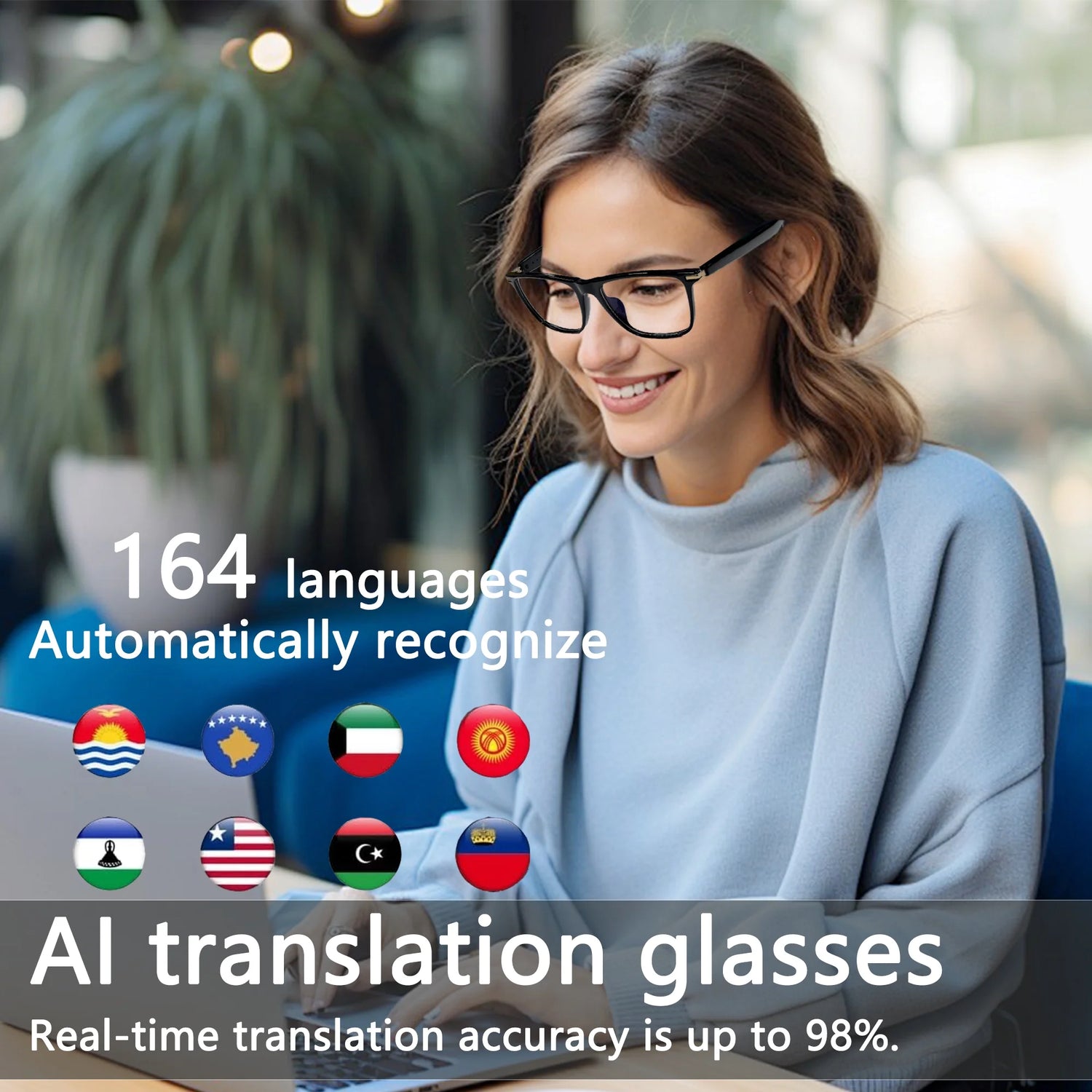 AI Smart Glasses | DeepSeek R1 &amp; Gemini 2.5 Chat Integration | 164 Languages Translation | Bluetooth Music &amp; Calling | Color-Changing Lenses | IP67 Waterproof