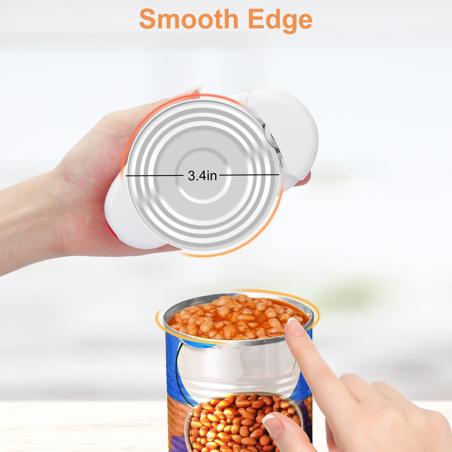 Auto Electric Can Opener for Seniors with Arthritis – Hands-Free, Battery Operated, Smooth Edge, Red