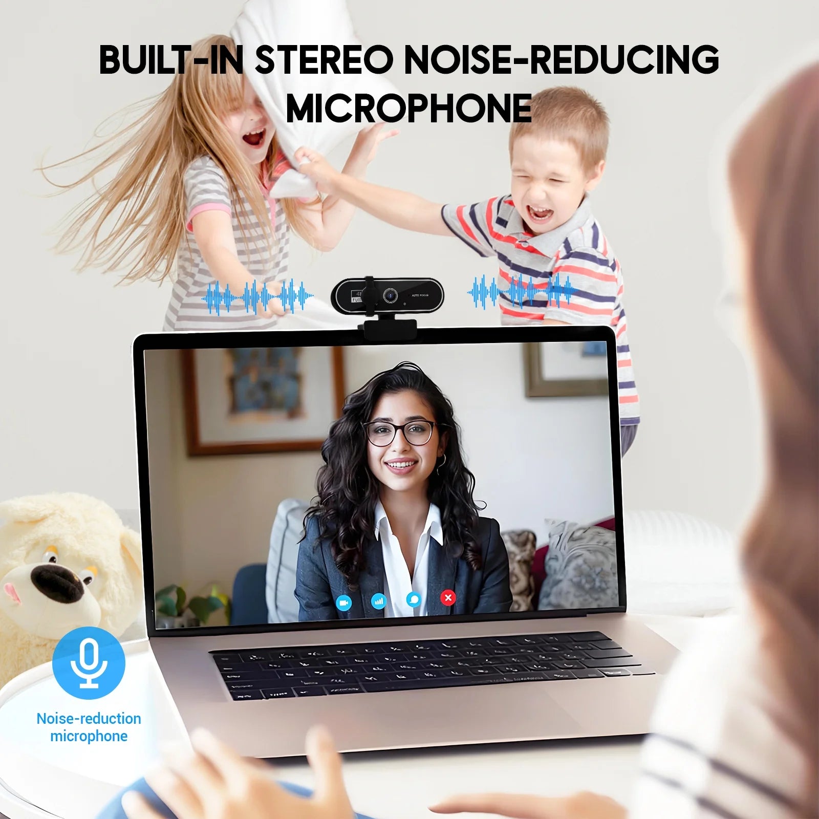 4K HD USB Autofocus Webcam with Dual Microphones – PC, Laptop, Gaming &amp; Xbox Streaming